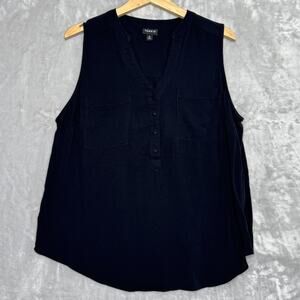 Torrid Blouse Womens 0 Split Neck Sleeveless Button Front Pockets Lightweight To